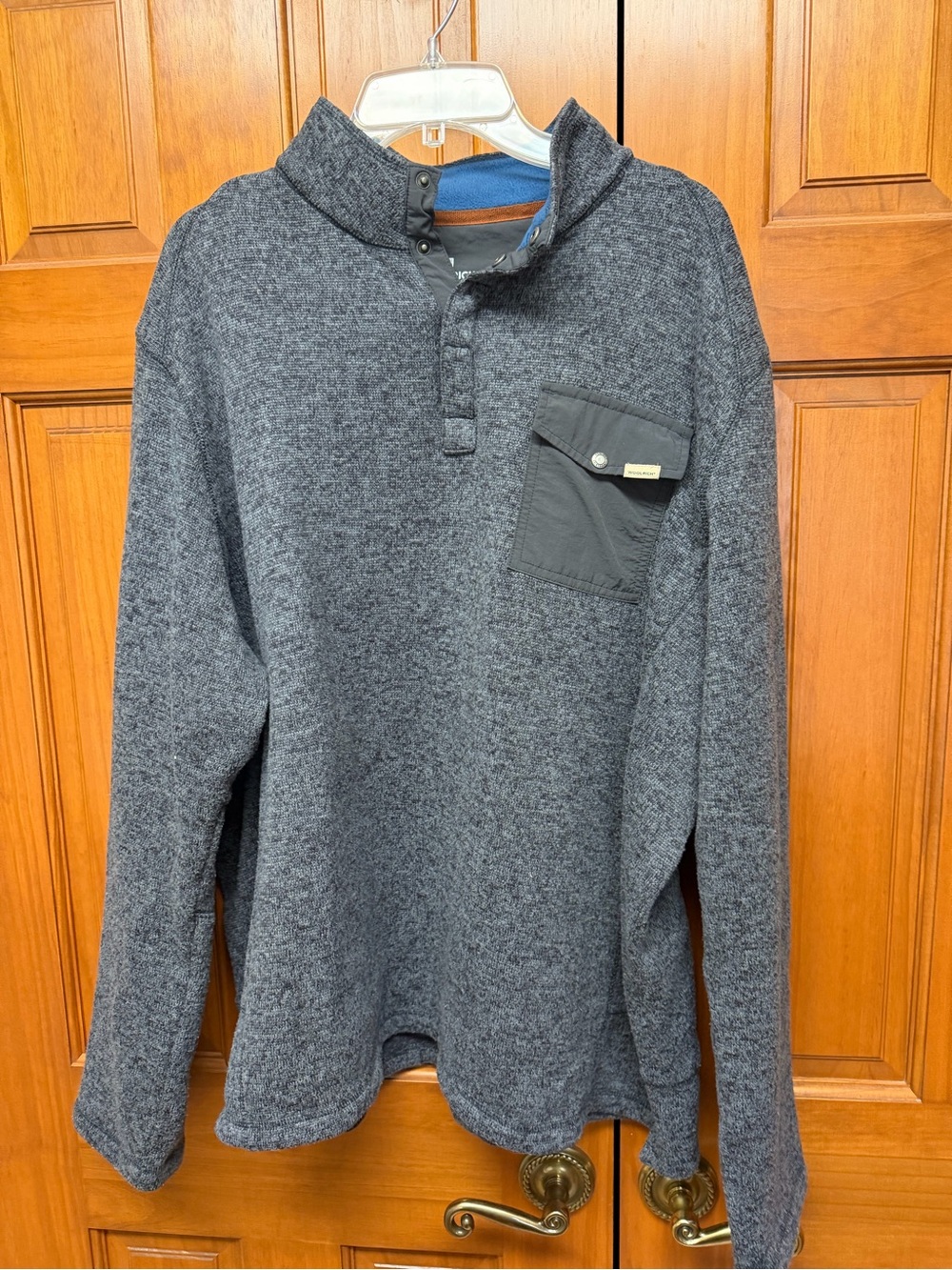 Woolrich Heather Charcoal Pullover with Contrasting Chest Pocket